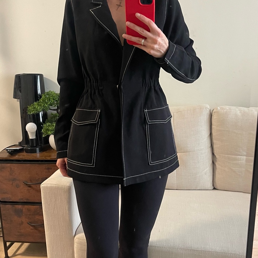Greylin Black Blazer with White Stitching